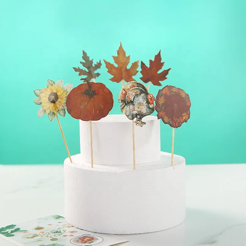 
New design Christmas tree Santa cake decoration topper birchwood picks cake accessory 