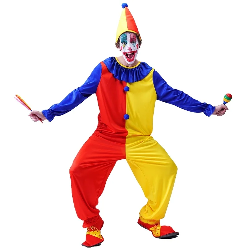 Забавный костюм клоуна для Хэллоуина, косплея, костюм клоуна, забавный мужской костюм клоуна для взрослых
