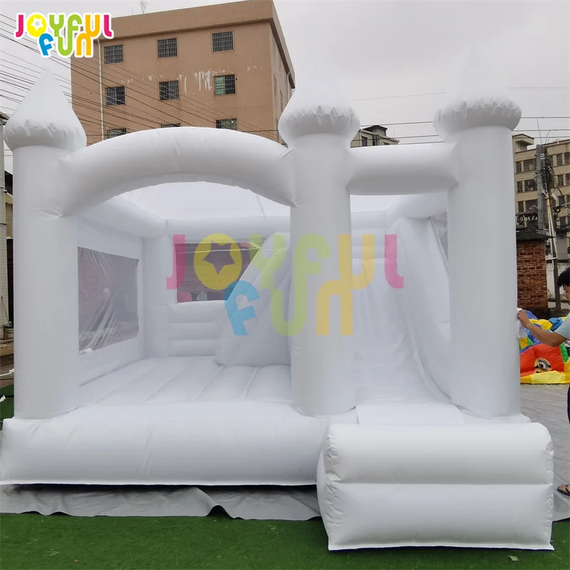 Joyful Fun high Quality Customized  moon bounce White Bounce House for Wedding bouncing castle kids commercial
