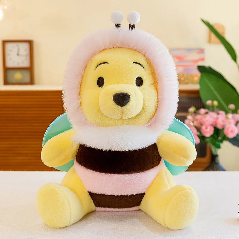 Free shipping 12 inch bee plush toy premium plush stuffed animal surprise custom squeeze bee bear plush toy with wing yellow toy