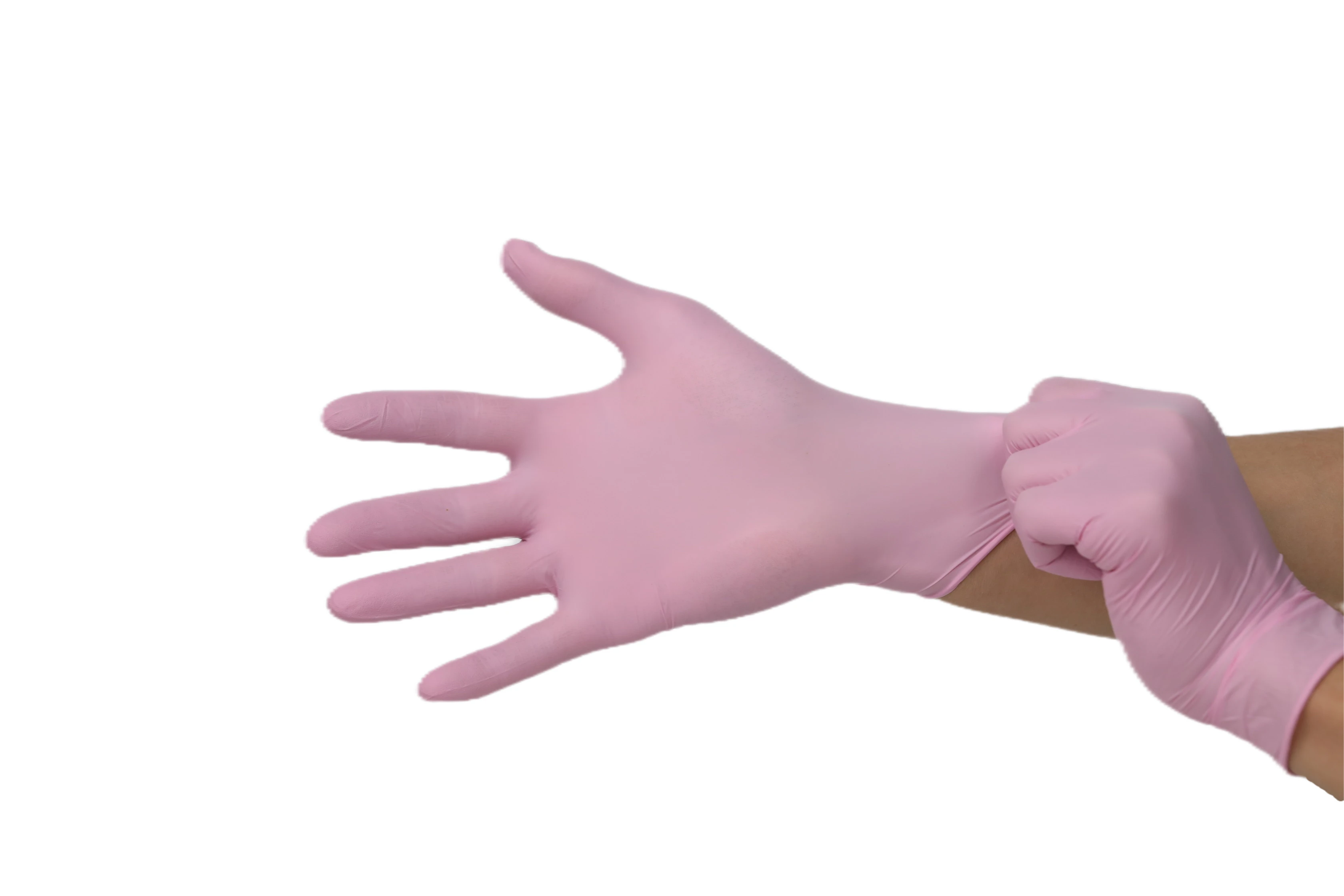 Disposable Wholesale Color Pink Home Medical Industrial Use Food Grade  Rubber Powder free Nitrile gloves