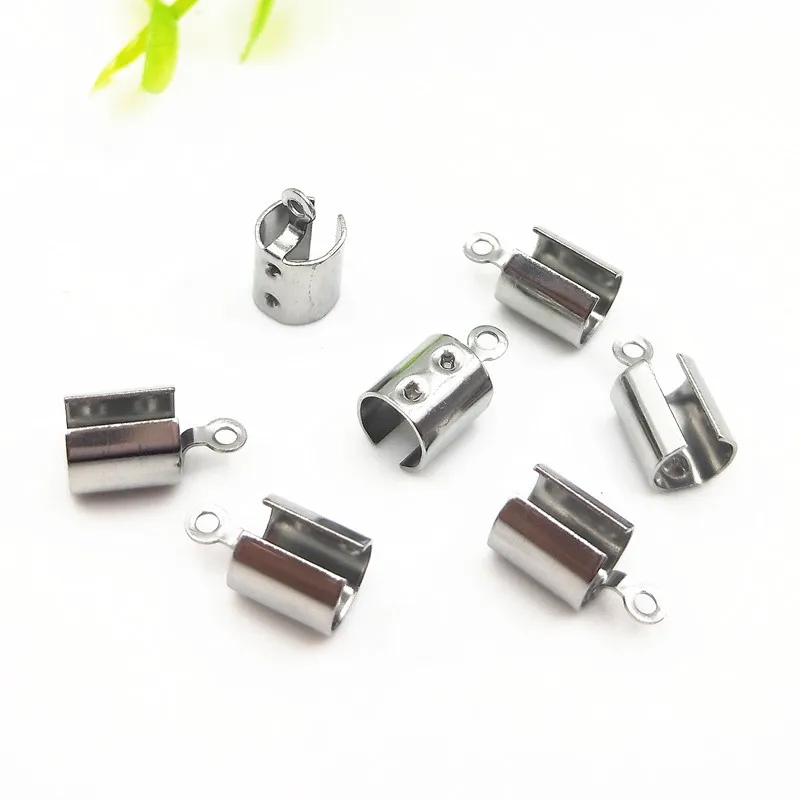 Round Stainless Steel Connector End Clip Clasp Cord End Caps For Jewelry Leather Rope