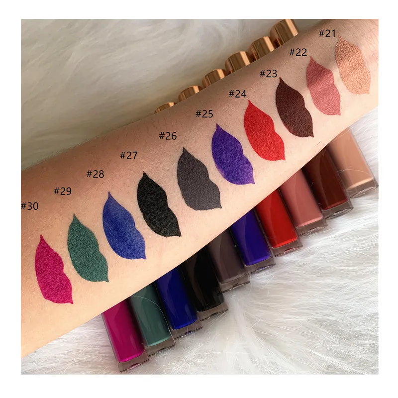 Косметический красный блестящий коврик для губ с логотипом на заказ, водостойкая нюдовая матовая помада с фирменной этикеткой