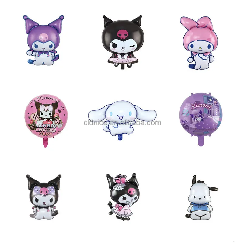 Nice New Kuromi Pom Pom Purin Aluminum Film Balloon Sets My Melody Globos Cartoon Balloons for Birthday Party Decoration