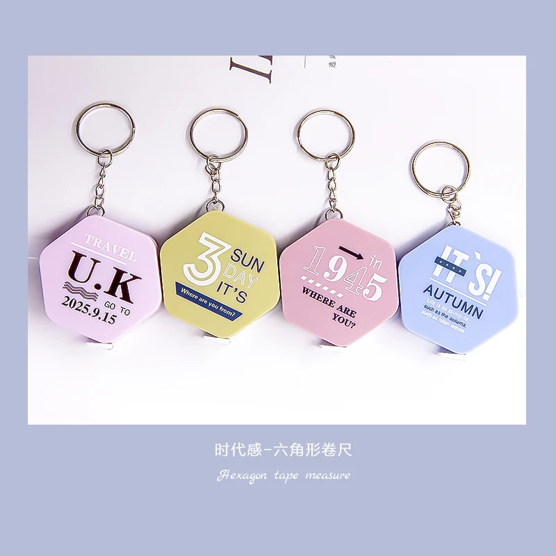 1.5 Meter/60-inch Plastic Material Mini Hexagon Shape Retractable Ruler Tape Measure With Keychain