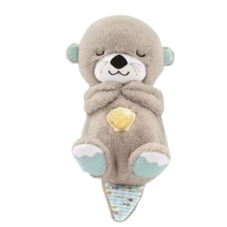 Baby breathing bears soothing otters plush dolls toy kids music sleeping companion stuffed toys