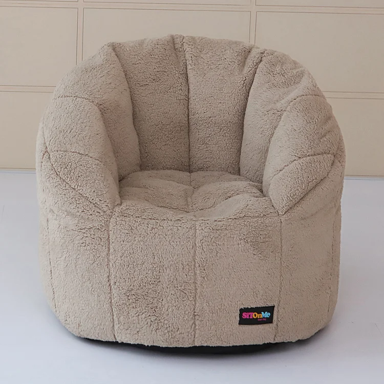 Living Room General Use Beige Fleece Morocco Seat Chair Customize Indoor Bean Bag Sofa