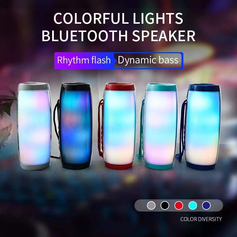 Amazon Hot Sale Led Flashing Light Wireless Speaker Portable Outdoor Loudspeaker 1200mah Fabric Subwoofer Fm Radio Speakers