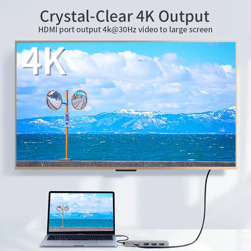 Алюминиевый адаптер для жесткого диска Displaylink ноутбука с 7 портами док-станция 4K концентратор Usb C