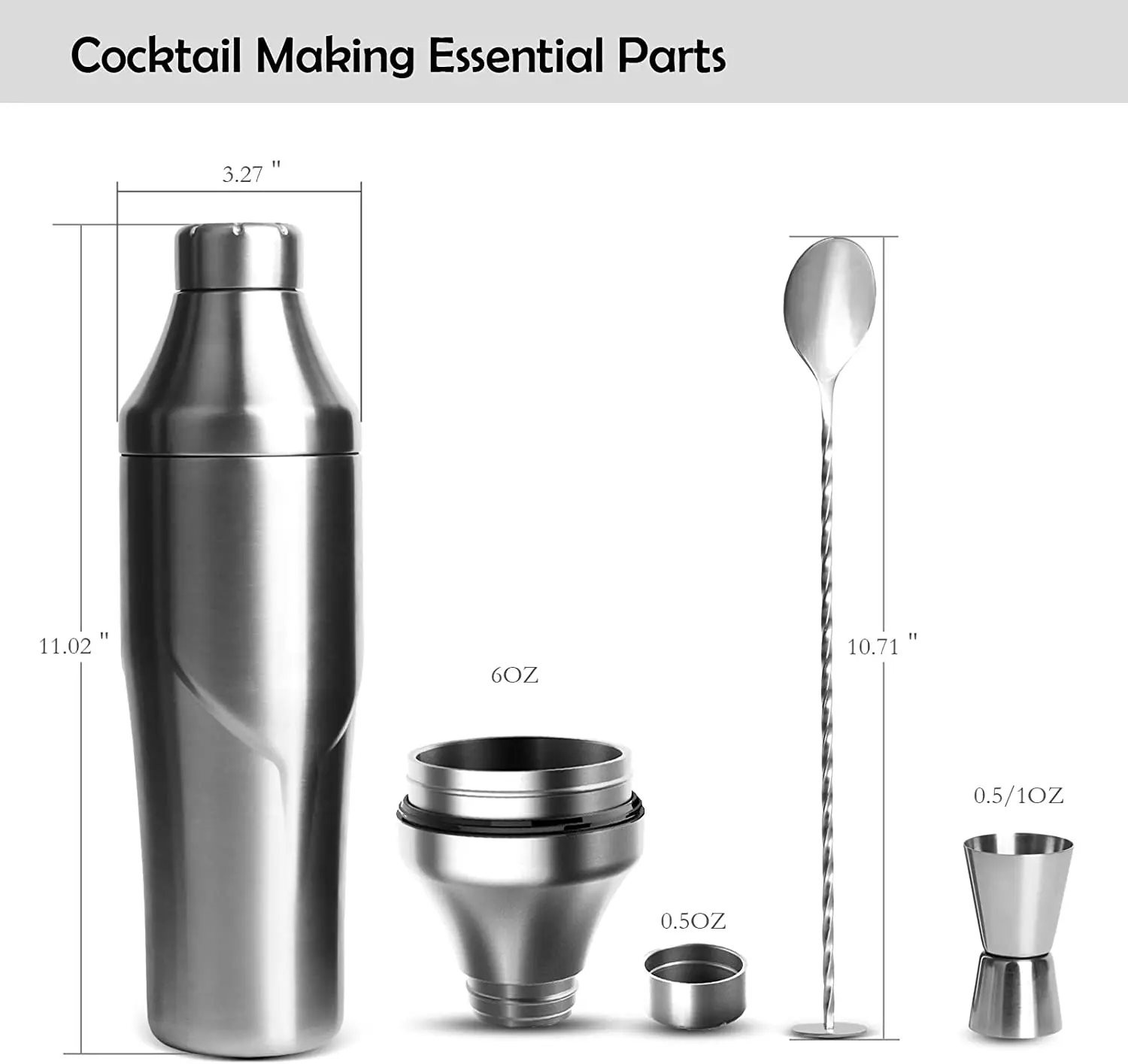 24oz Vacuum Insulated Hybrid Cocktail Shaker - Premium 18/8 Stainless Steel - Martini Shaker Set - Drink Shaker