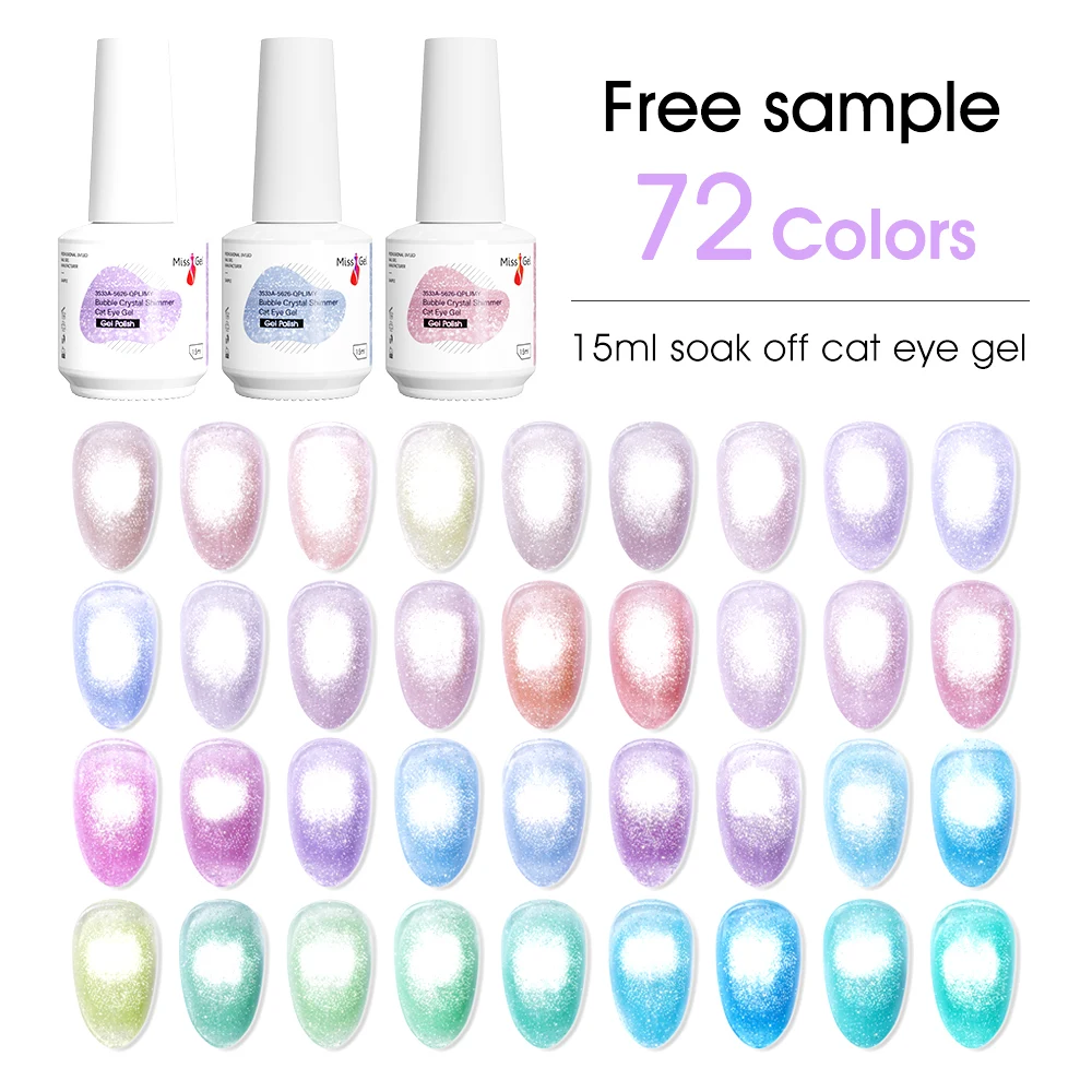 Missgel High Quality Bubble Crystal Shimmer Cat Eye Gel Nail Color Vegan Private Label Moonlight Cat Eye Magnet Gel Polish