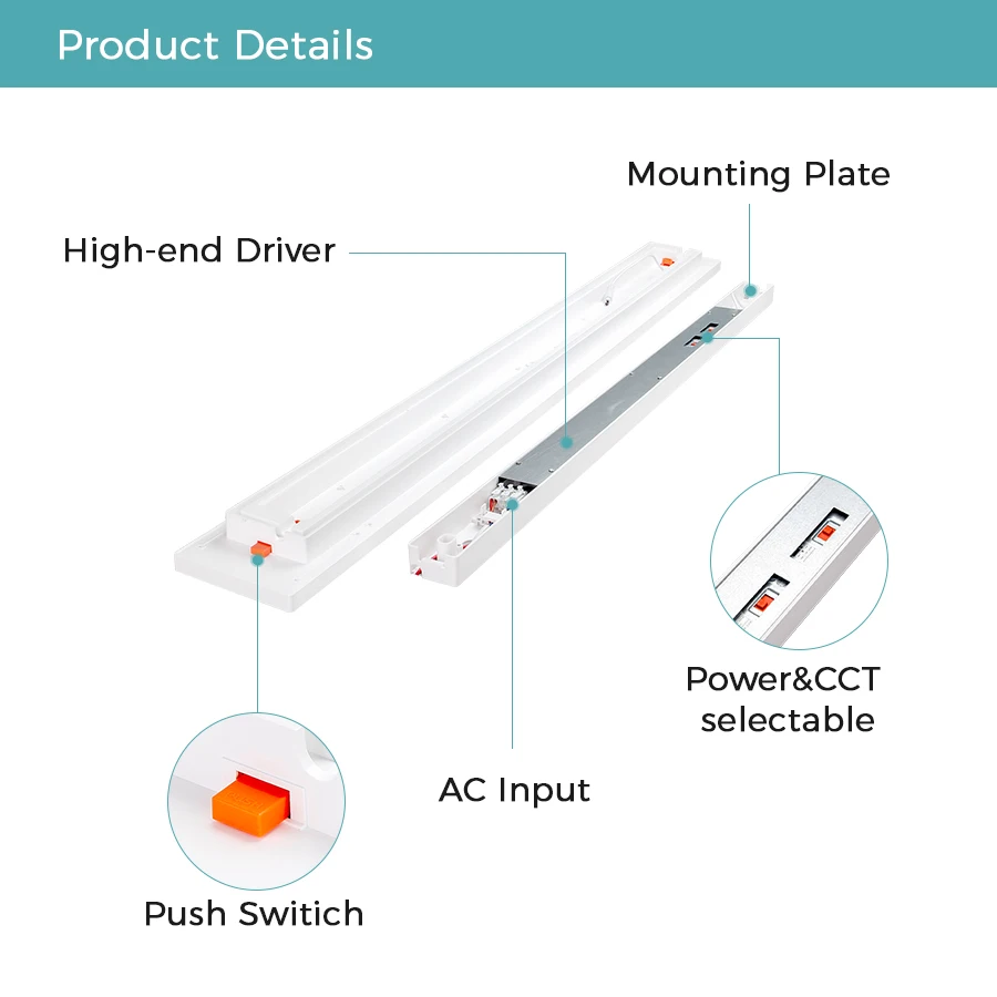 Modern LED Chandelier Pendant Office Light Fixture UGR13 CCT Selectable LED Linear Ceiling Panel Light