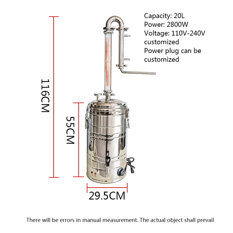 20L custom home alcohol distiller crystal column pure copper mesh private brandy whiskey rum distillation wholesale Pure dew