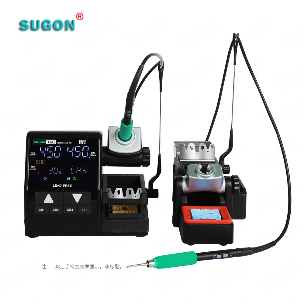Весь набор! Паяльная станция Sugon T60 + удлинитель TJ8 с 2 ручками C210 и 6 дополнительными наконечниками