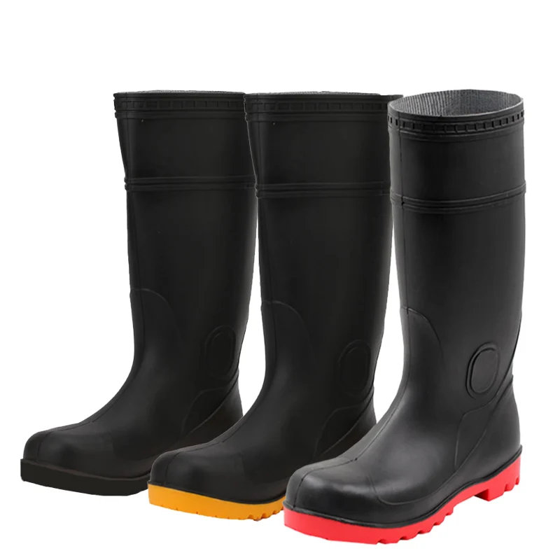 Anti-slip PVC Safety Boots Rain Gumboots Black Adult Unisex Winter With Steel Toe High Quality Plastic Pvc for Men