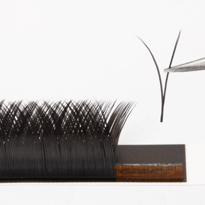 New arrival V shape Ellipse flat split tips eyelash extensions premade volume maquiagem cilios individual silk v tape 2d lashes