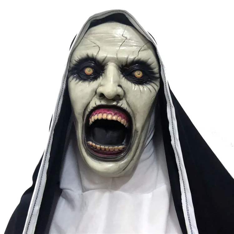 Hot sale realistic horror halloween nun masks and high quality black + white halloween mask