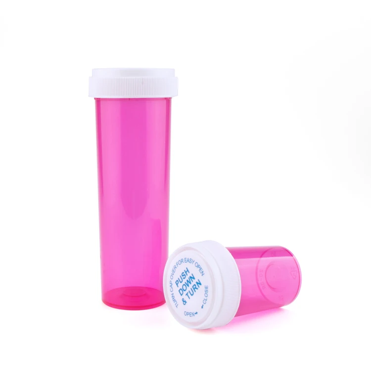 New OEM Child Proof Pill Capsule Bottles Prescription Bottle pink Medication With Cap Plastic