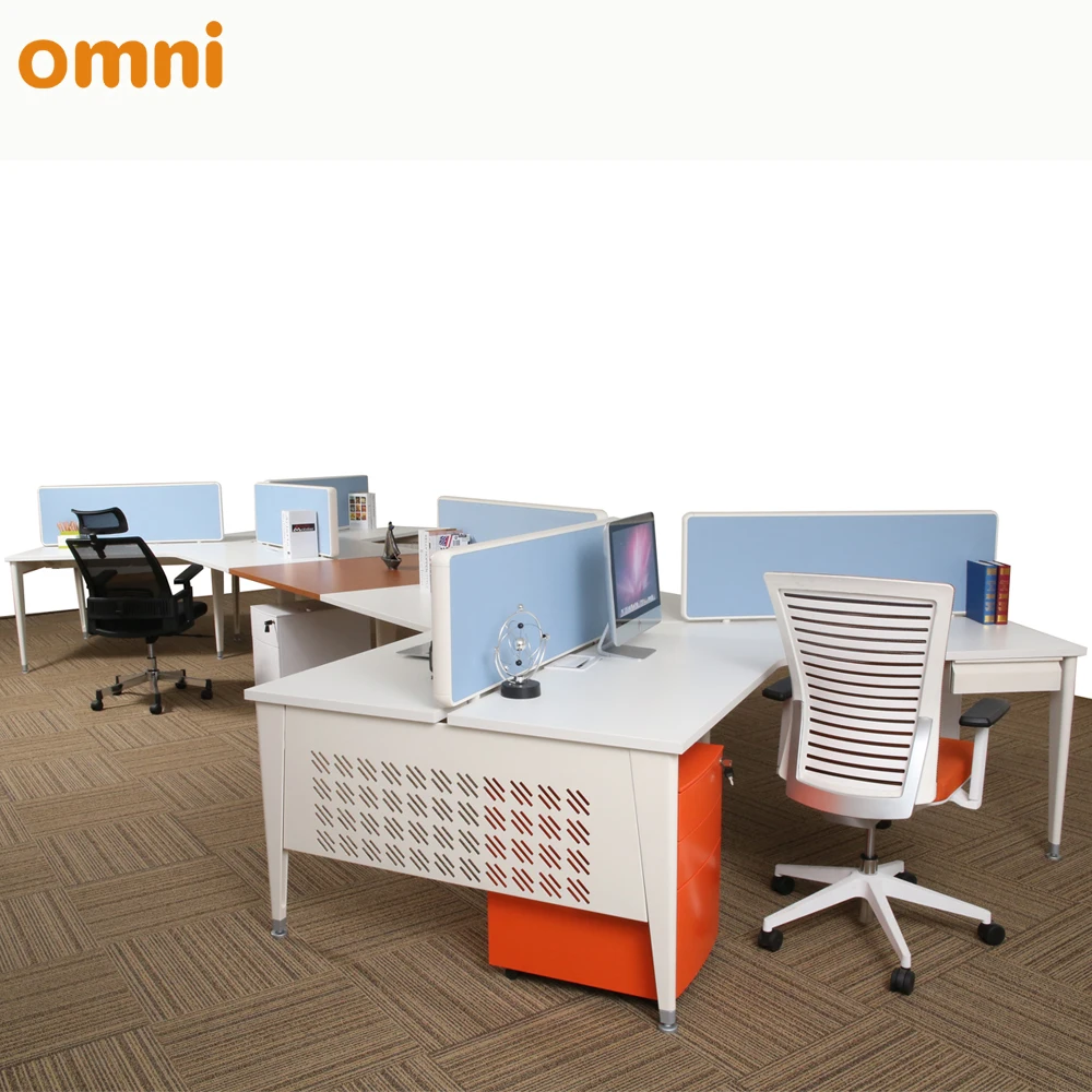 Modular design office table for 6 person 120 degree office workstation