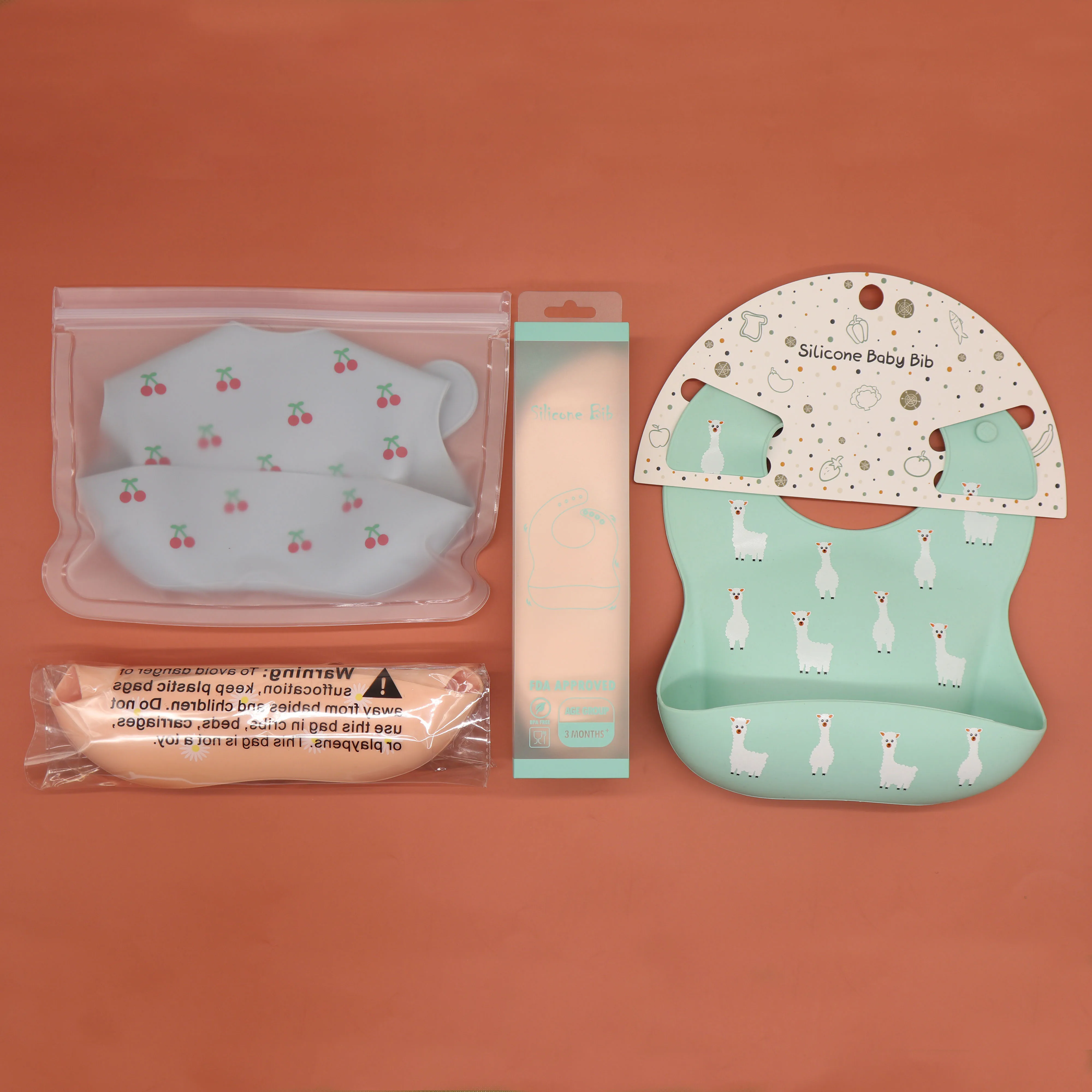 silicone baby feeding set bowl with spoon lfgb cute adult silicone baby teething feeding bib waterproof packaging with catcher