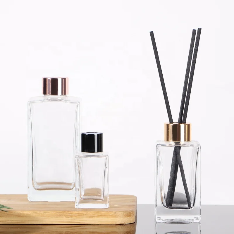 250ml empty clear rectangle square reed diffuser glass aroma bottles luxury glass