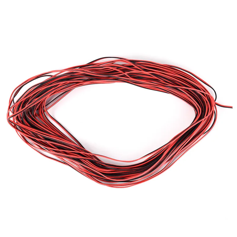 China Manufacturer Durable 1 Piece 2 Pin 10m Power Cord Black Red 2468 24AWG AWM Wire 2 Pin Electronics Wire Flat Cable