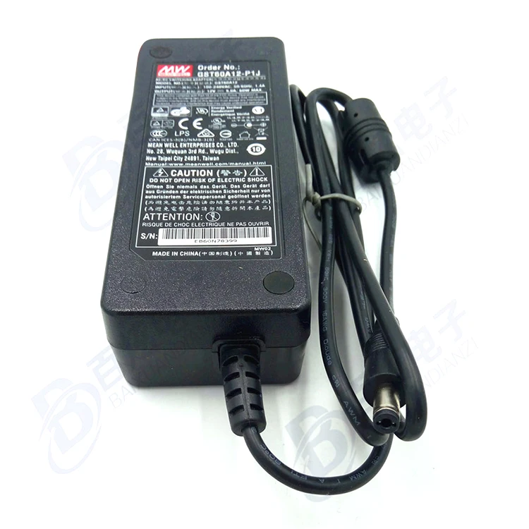 Meanwell GST60A12-P1J  Desktop Style Single-Output Green Adaptor For Telecommunication Devices