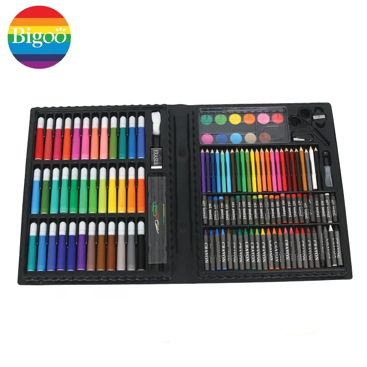 Cheap art supply drawing set of 150pcs arts crafts painting drawing coloring art set with gift pp box for kids and school