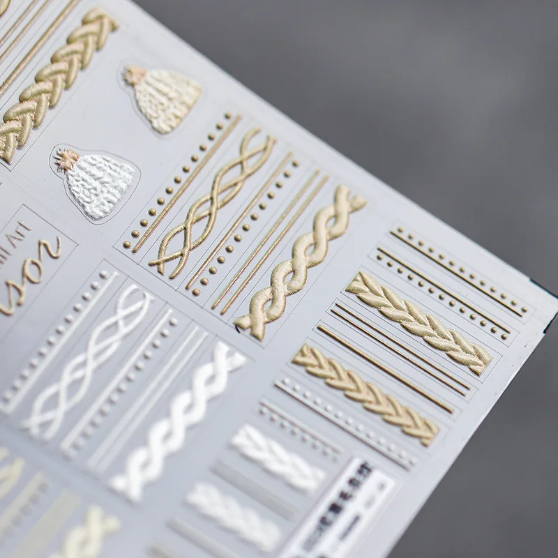 Japanese 5D Matte Relief Elegant Winter Sweater Pattern Engraved Self Adhesive Nail Sticker