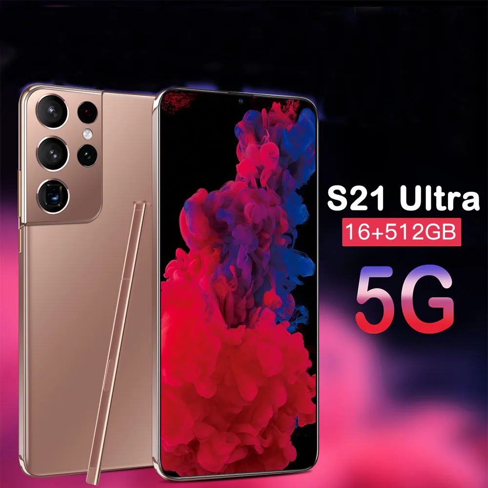 Cheap Mobile Phone S21 Ultra 5G Android Dual Smartphone Unlocked Original Face/Fingerprint Gaming Cellphone