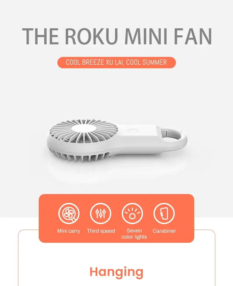 Portable USB Rechargeable Outdoor Lazy Hanging Fan Summer Products Portable Pocket fan with hook Hands-free Mini fan