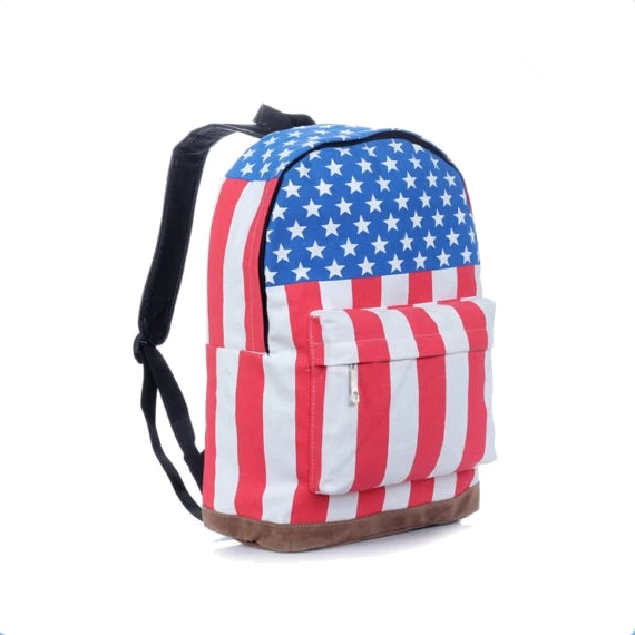Hot Sale Canvas Bags  Cool UK&USA Flag Custom National Flag Print Stylish Graffiti Pattern School Backpack