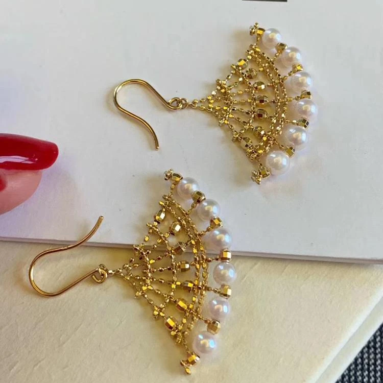 akoya drop pearl gold jewelry 18K bali earrings designs