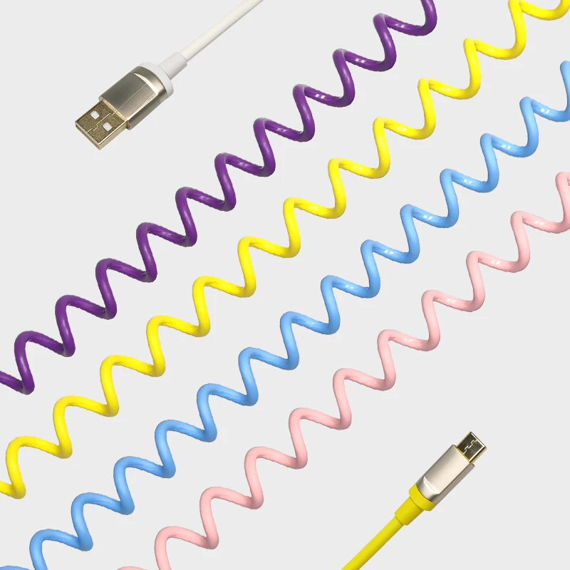 Metal Interface Aerial Plug USB Type-C Cable DIY Gaming Mechanical Keyboard Nylon Coiled Stretch Cable