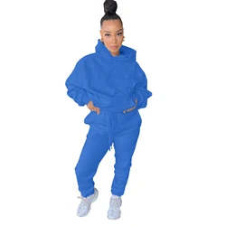 Fall Winter Custom Logo Women 2 Two Piece Pants Set Clothing Pullover Tracksuit Cotton Hoodie Jogger Sweat Suit Sets