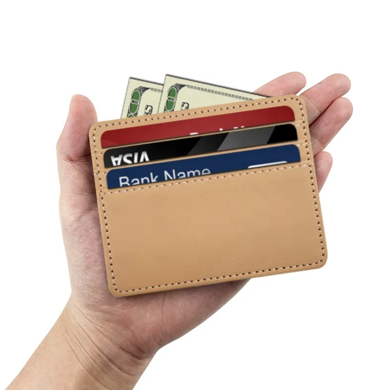 Customized large capacity multi-card position leather hand can add LOGO leather PU card bag