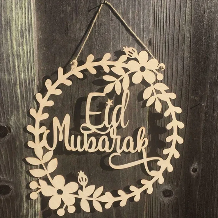 DIY Ramadan Wood Art Craft Hanging Wooden Moon Eid Mubarak Decoration For Muslim