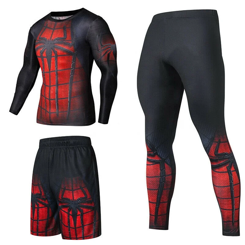 BJJ MMA Long Sleeve Rash Guard Trousers Shorts Training Compression Set