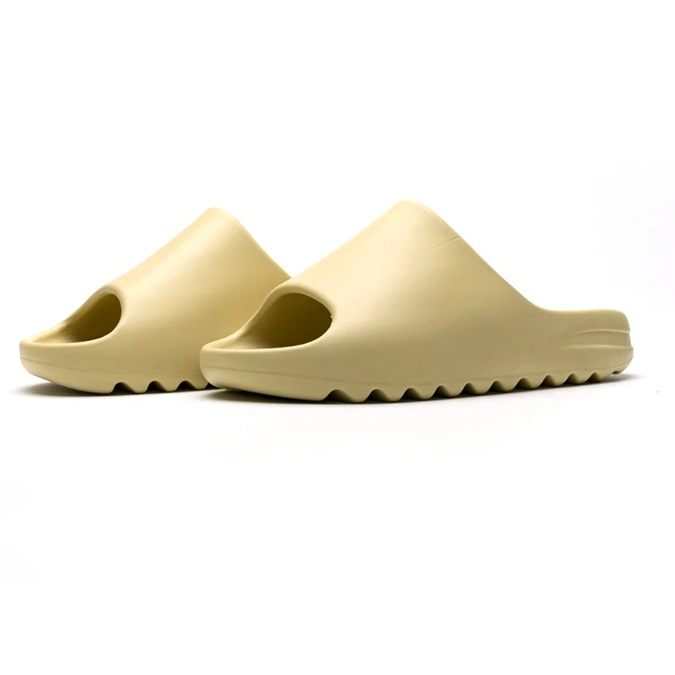  Модные летние мужские тапочки yeezy с открытым носком и логотипом на