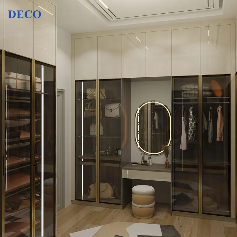Luxury sense Whole house design walk in closet bedroom wardrobe set cabinets with makeup desk