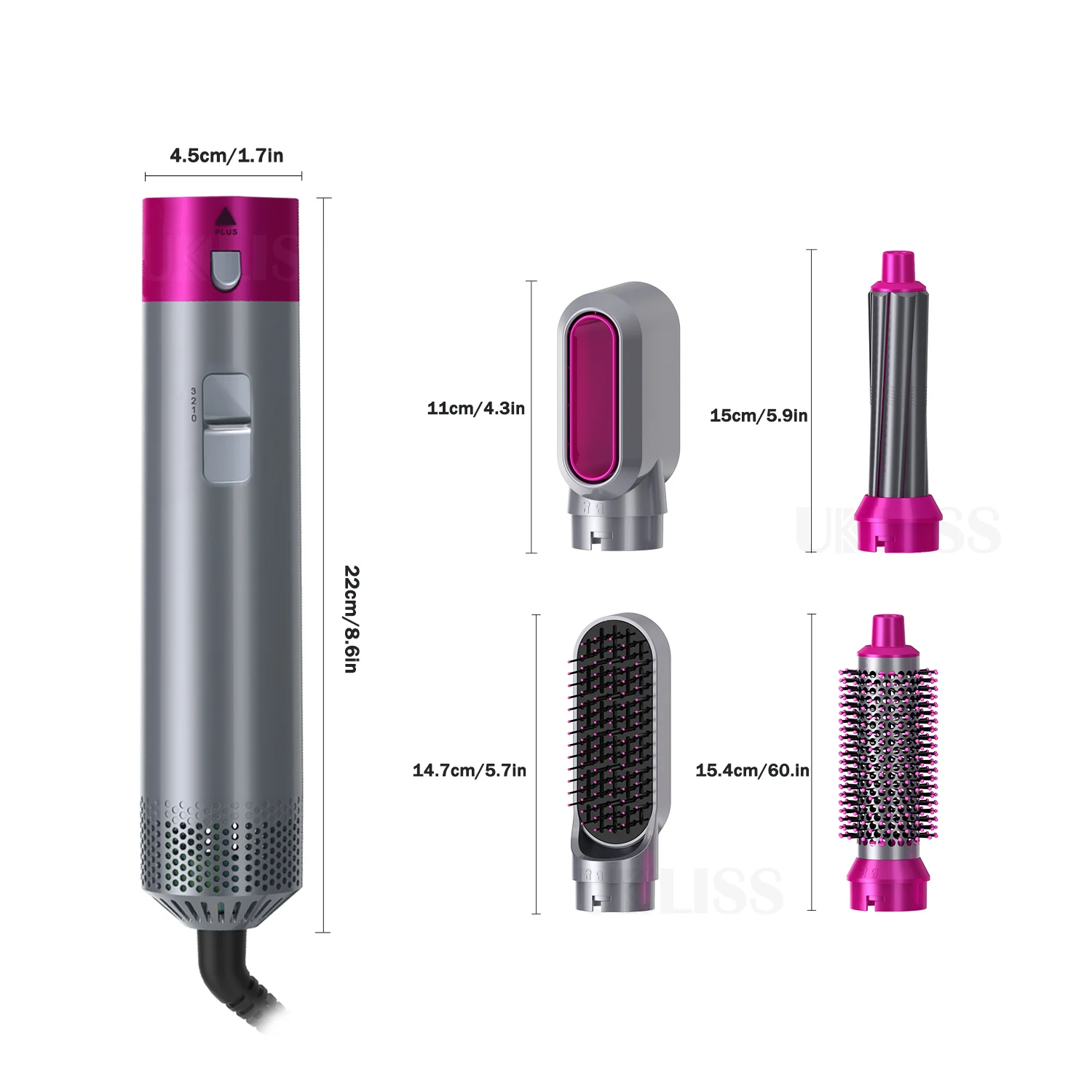 2021 Custom Electric Hair Style Brush Hot Air Brush 5 in 1 Hot Air Styler