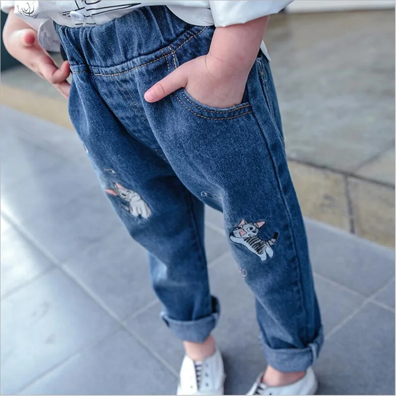 Hao Baby 2022 New Korean Version Of Children Little Girl Jeans Kid Girl Loose Casual Foreign Style Trousers Jeans