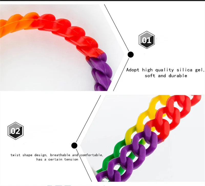 Personalized camouflage color hollowed out bracelet wrist band silicone twist for men and