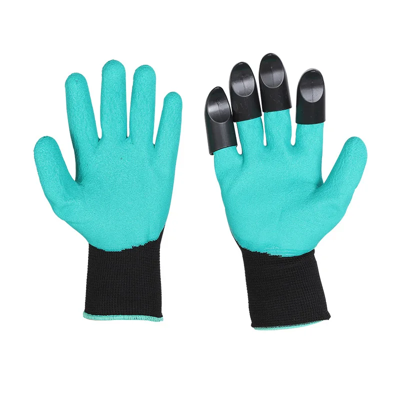 Dipping work gloves Latex Wrinkled Coated gloves with plastic claws for gardening