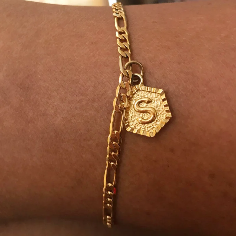 Женские модные подарки браслет на ногу с надписью A-Z Charm 18k позолоченный