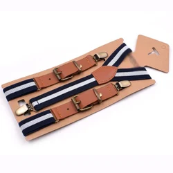 new fashion striped design colorful 3 clips y shape kids children suspenders