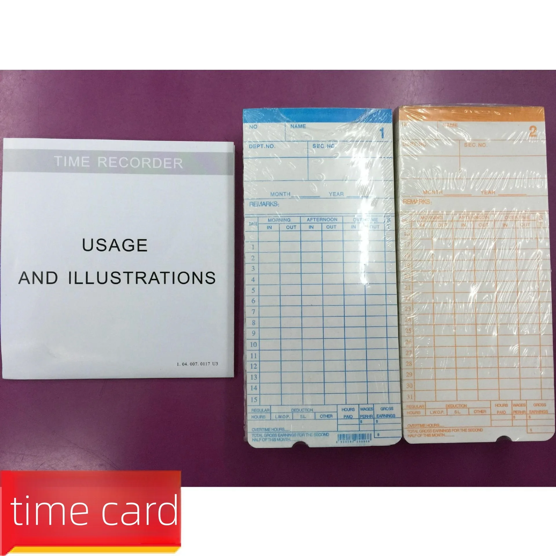 Special attendance card paper for English clock clocking in, English card paper, work card, and attendance card