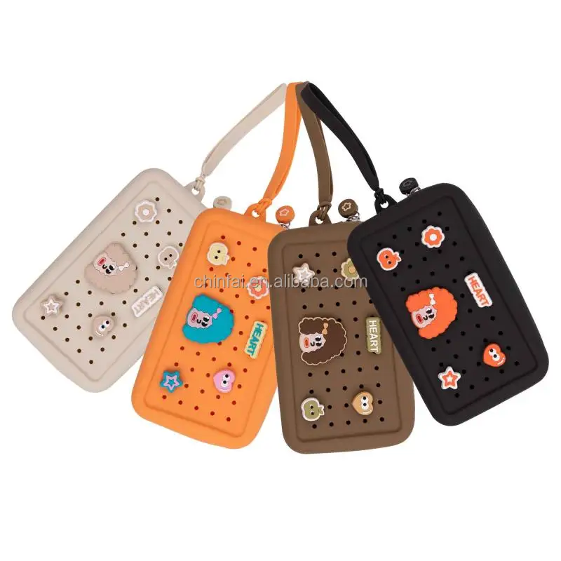 CHINFAI New Silicone Ladies Zipper Clutch Wallet Carteras De Mujer Wristlet Long Women phone Purse Wallet with Detachable wrist