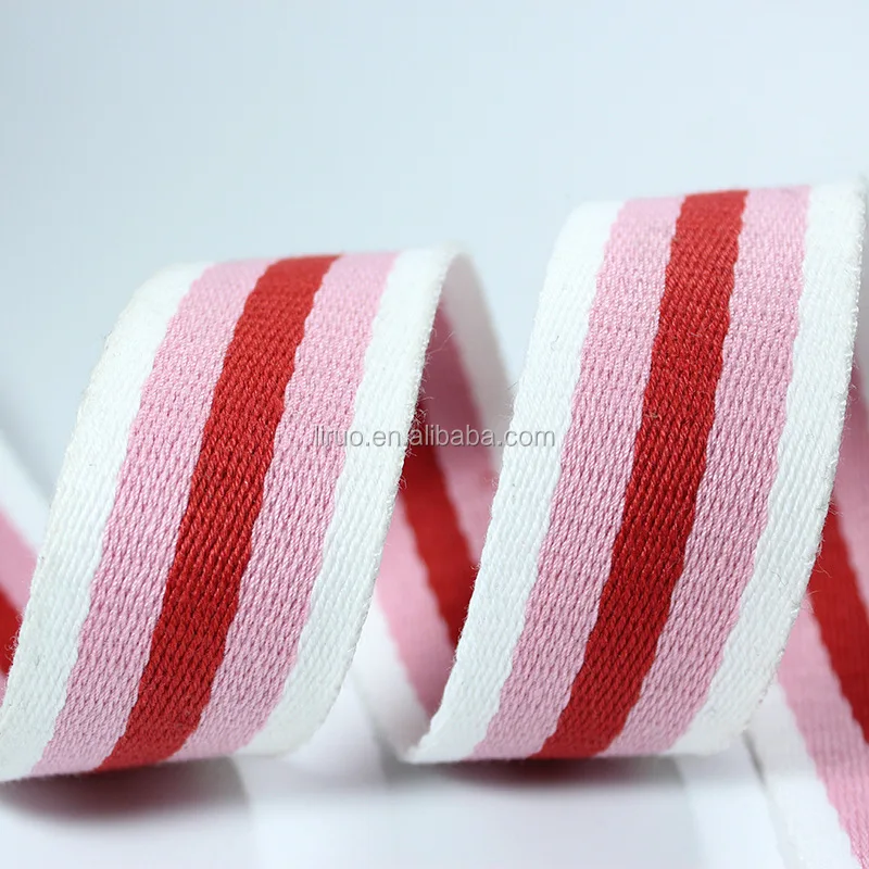 2/2.5/3.2/3.8/5 CM Recycled Striped Cotton Webbing for Bag Strap