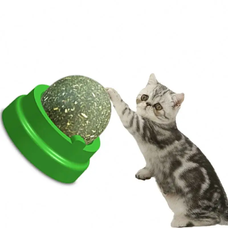 Cats Rotatable Catnip Ball Wall Sucker Lick Treat Toys Contail Catnip Sugar Balls Smart Cat Toys Interactive Ball Cats Mint Toy
